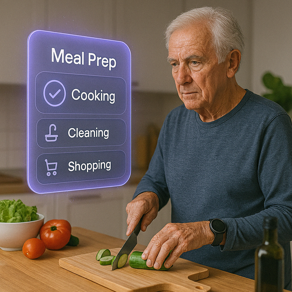 Elderly man performing IADL tasks at home