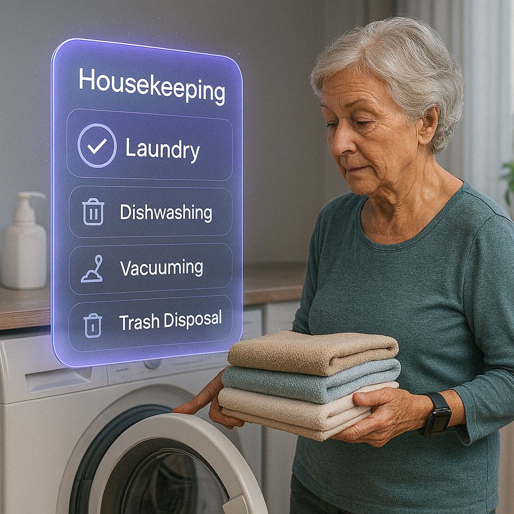 Elderly woman performing IADL tasks at home